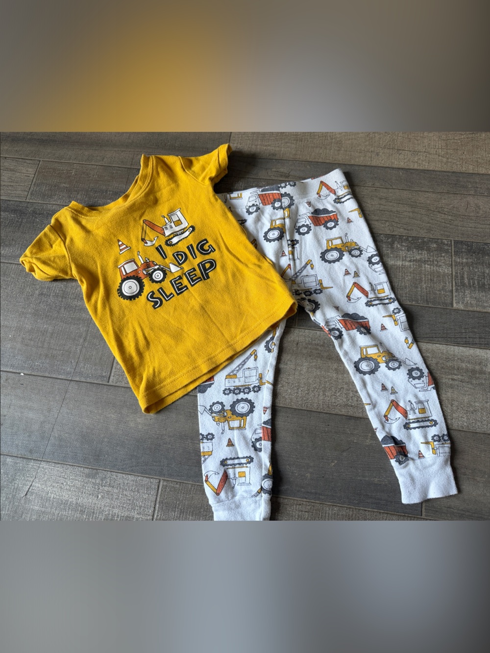 Old Navy Yellow Construction Graphic Kids Tee